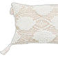 13" X 18" Beige and White Throw Pillow with Tassels