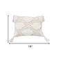13" X 18" Beige and White Throw Pillow with Tassels