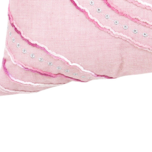 13" X 20" Pink and White Throw Pillow with Tassels