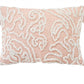 13" X 18" Beige and Ivory Damask Throw Pillow With Texture Embroidery and Tassles