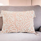 13" X 18" Beige and Ivory Damask Throw Pillow With Texture Embroidery and Tassles