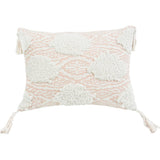 13" X 18" Peach and White Throw Pillow with Tassels