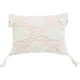 13" X 18" Peach and White Throw Pillow with Tassels