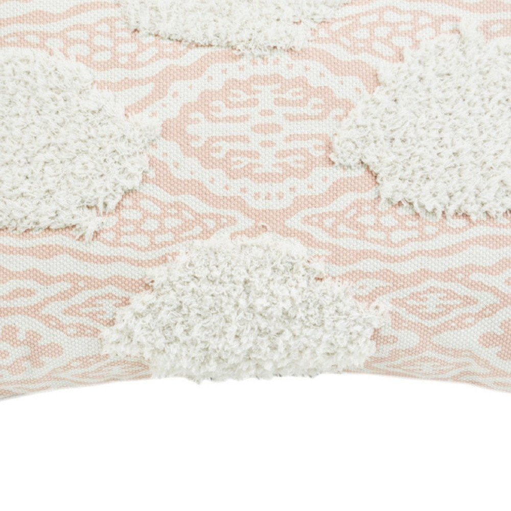 13" X 18" Peach and White Throw Pillow with Tassels