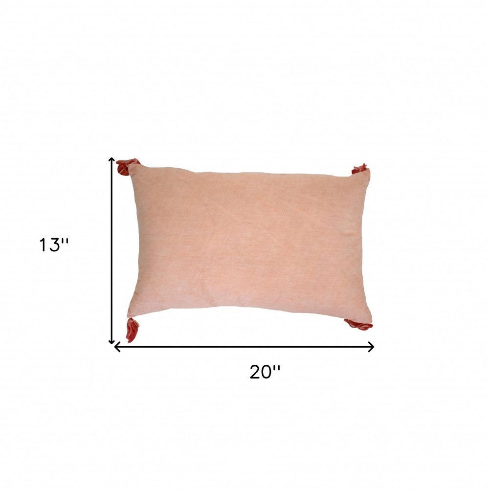 13" X 20" Coral Throw Pillow with Tassels