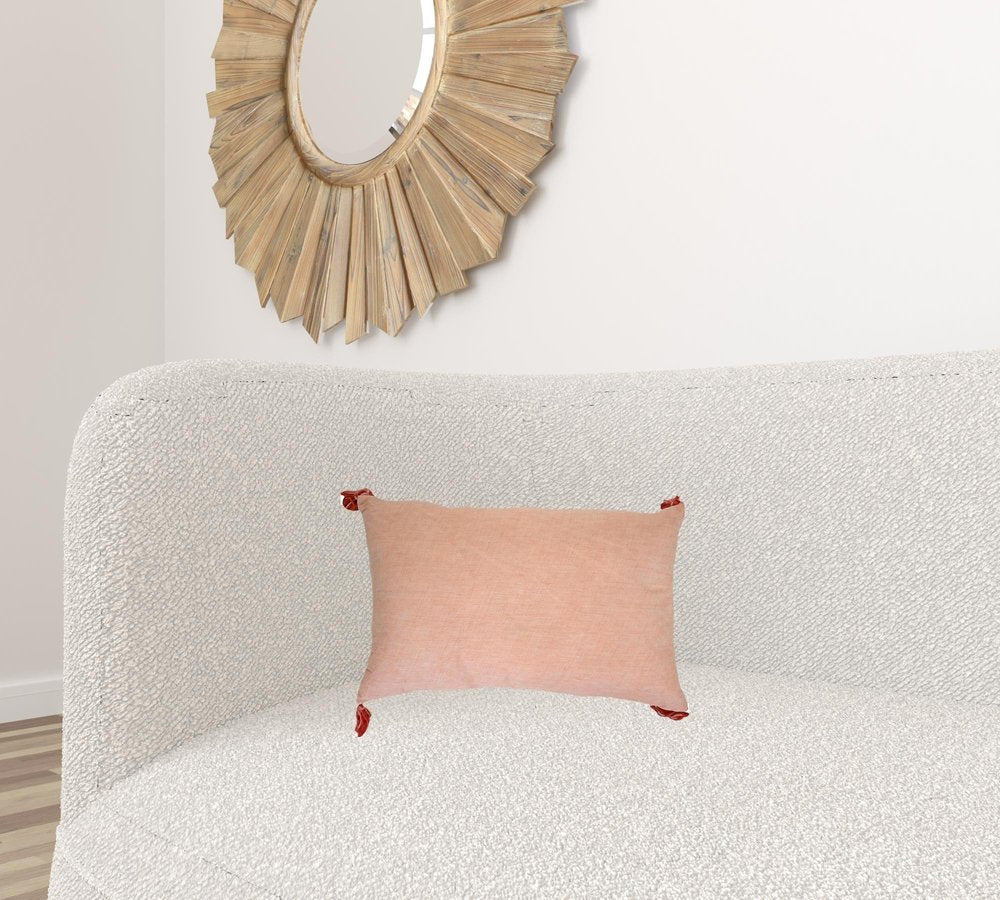 13" X 20" Coral Throw Pillow with Tassels