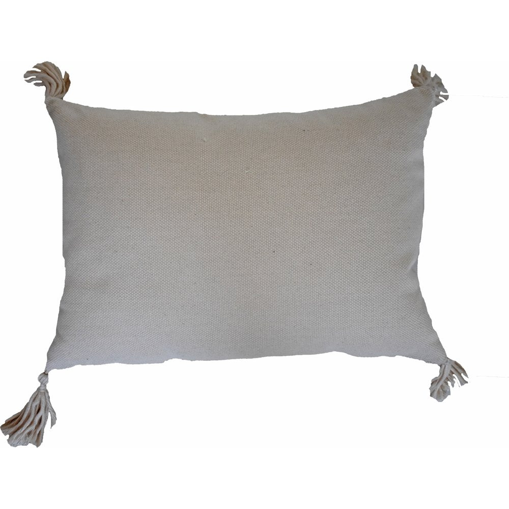 13" X 18" Beige Throw Pillow with Tassels