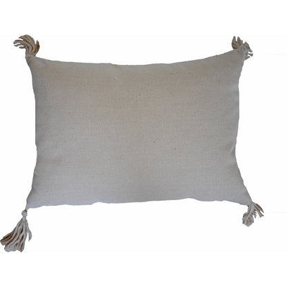 13" X 18" Beige Throw Pillow with Tassels