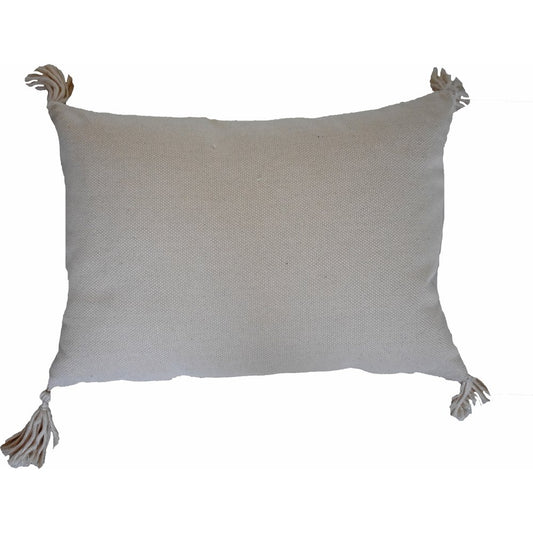 13" X 18" Beige Throw Pillow with Tassels