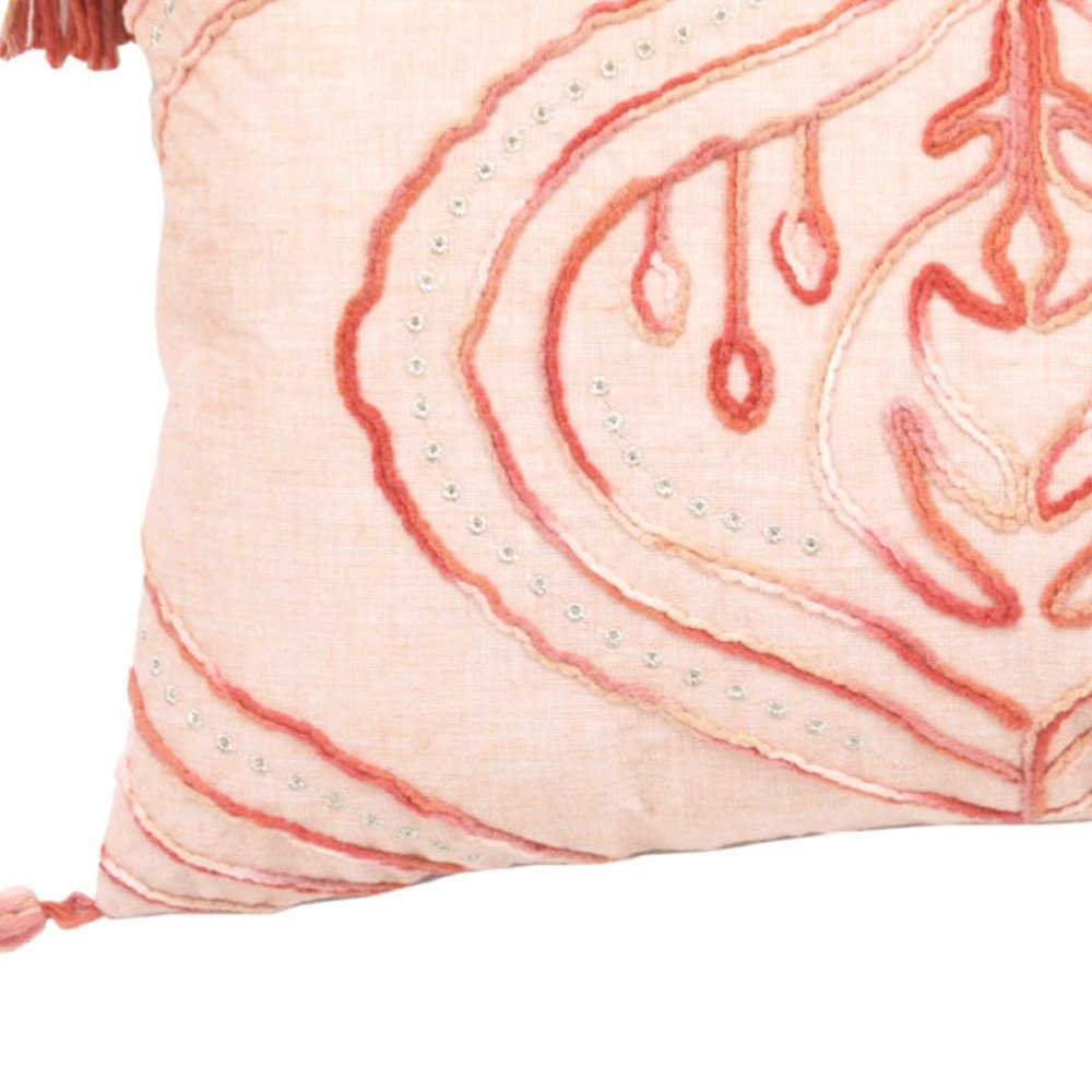 13" X 20" Coral Throw Pillow with Tassels