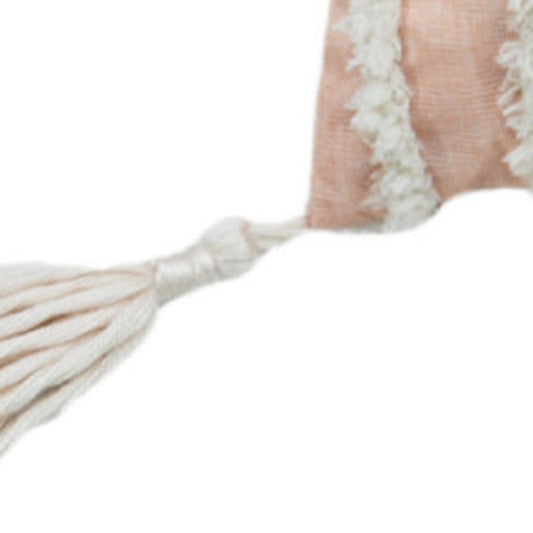 17" Beige Throw Pillow with Tassels