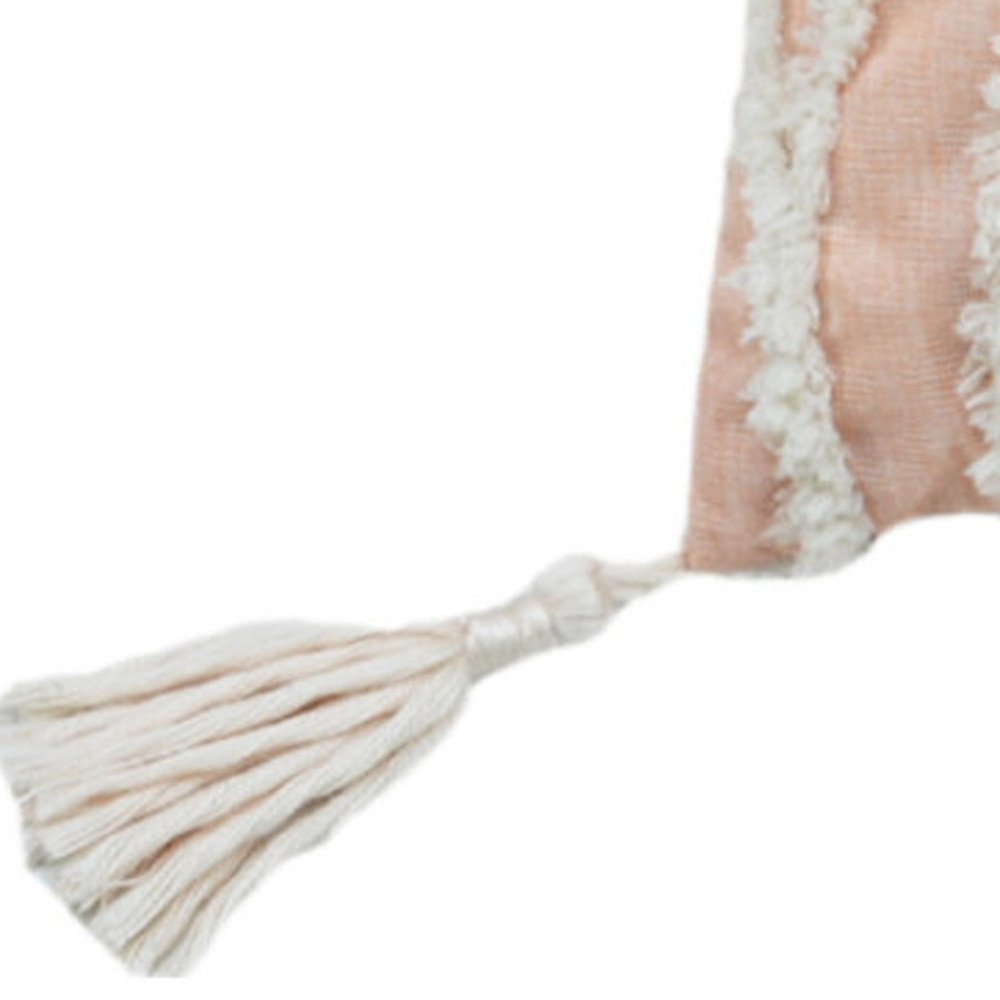 17" Beige Throw Pillow with Tassels