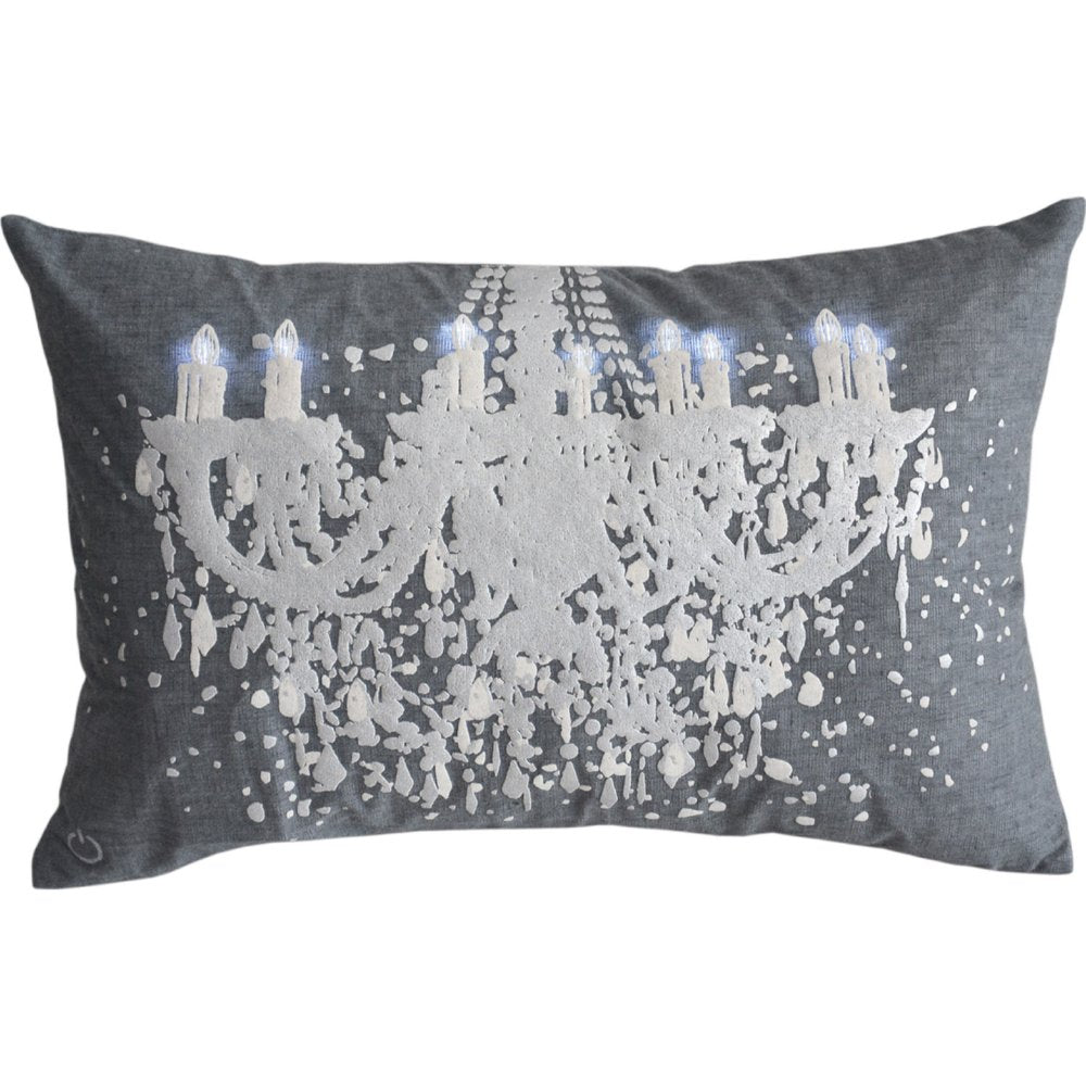 13" X 20" Gray and White Throw Pillow