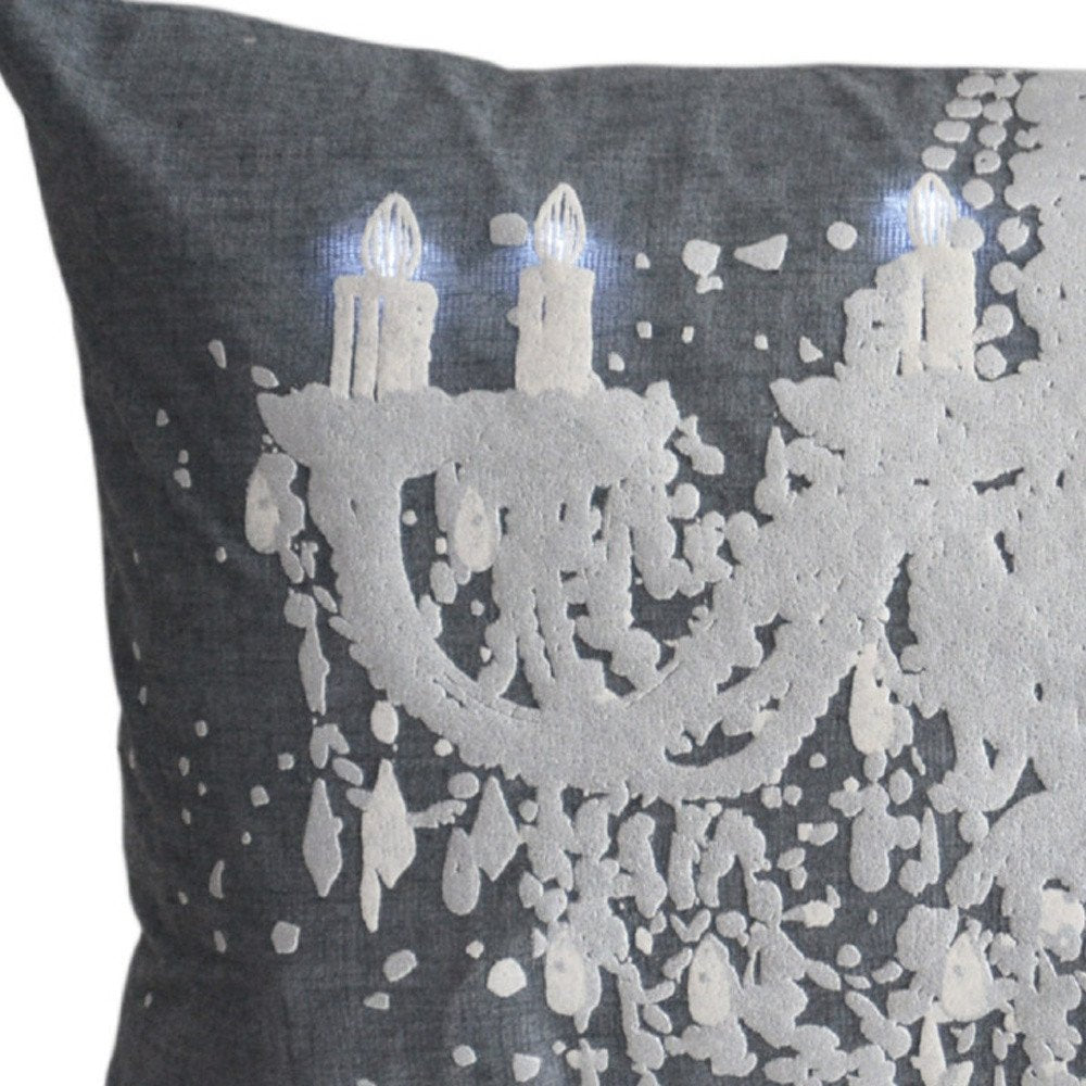 13" X 20" Gray and White Throw Pillow