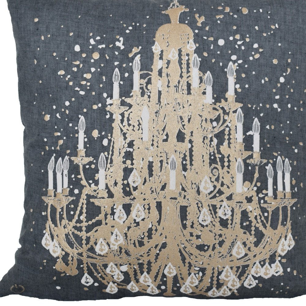 18" Gray and White Throw Pillow