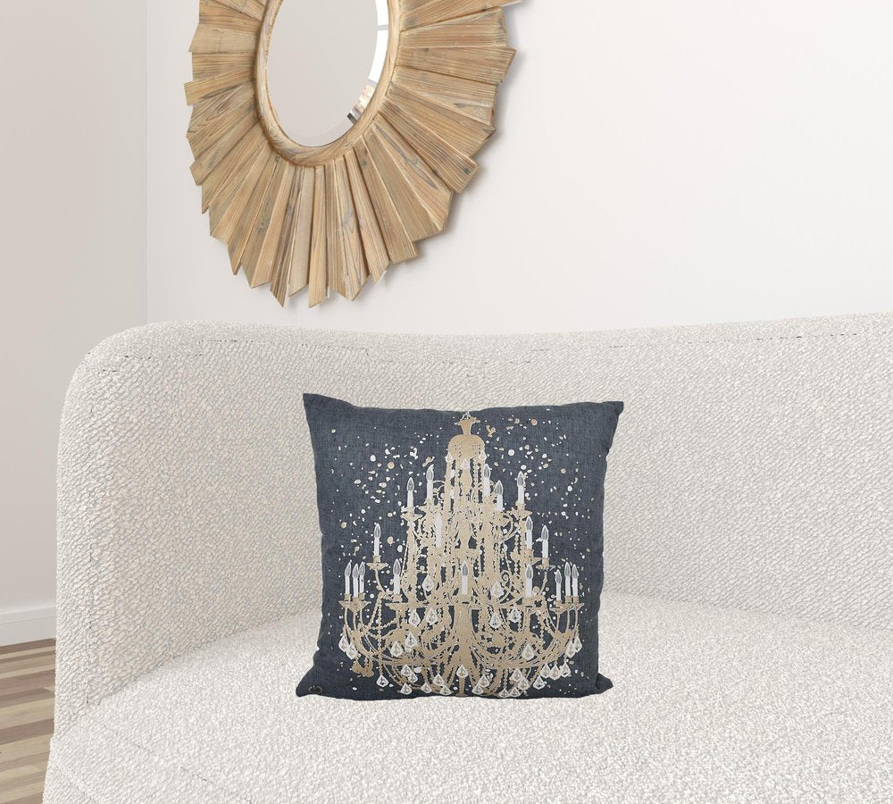 18" Gray and White Throw Pillow