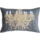 13" X 20" Gray and White Throw Pillow