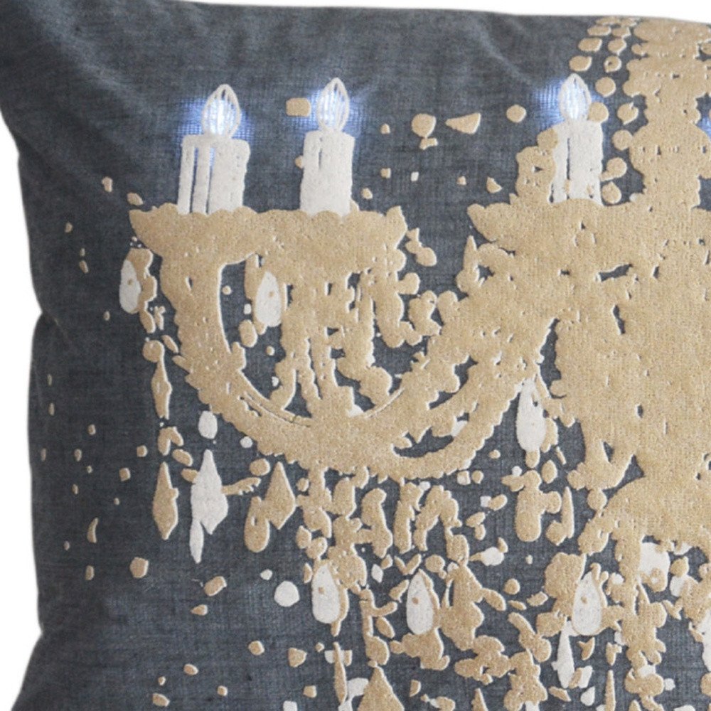 13" X 20" Gray and White Throw Pillow