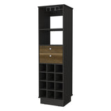 18" Black Wood and Solid Wood Bar Cabinet With Two Drawers
