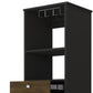 18" Black Wood and Solid Wood Bar Cabinet With Two Drawers