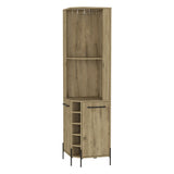 71" Natural Wood Corner Bar Cabinet With Two Doors