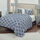 Blue And Ivory Damask Queen Quilt