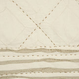 Ivory Geometric King Kantha Stitch Quilt With Shams