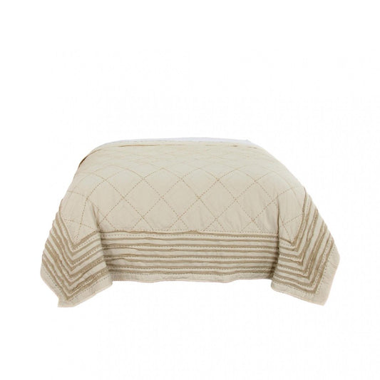 Ivory Geometric Queen Quilt