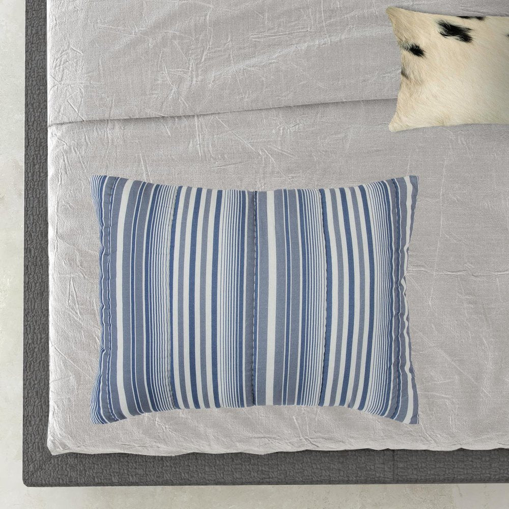 Blue And White Striped King Quilt