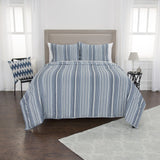 Blue And White Striped King Quilt