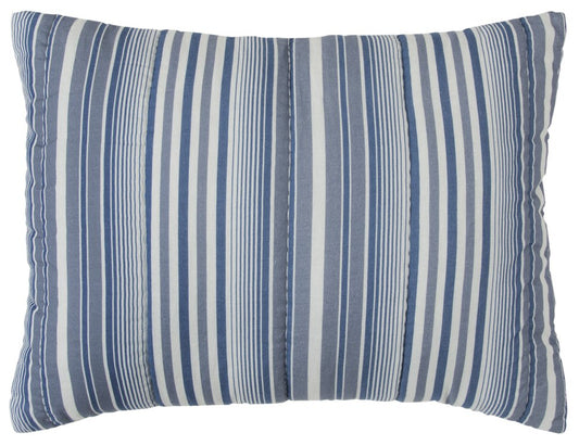 Blue And White Striped King Quilt