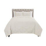 Set of Three Ivory Geometric King Quilt