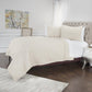Set of Three Ivory Geometric Queen Quilt