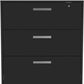 35" Black Wood Three Drawers Filing Cabinet