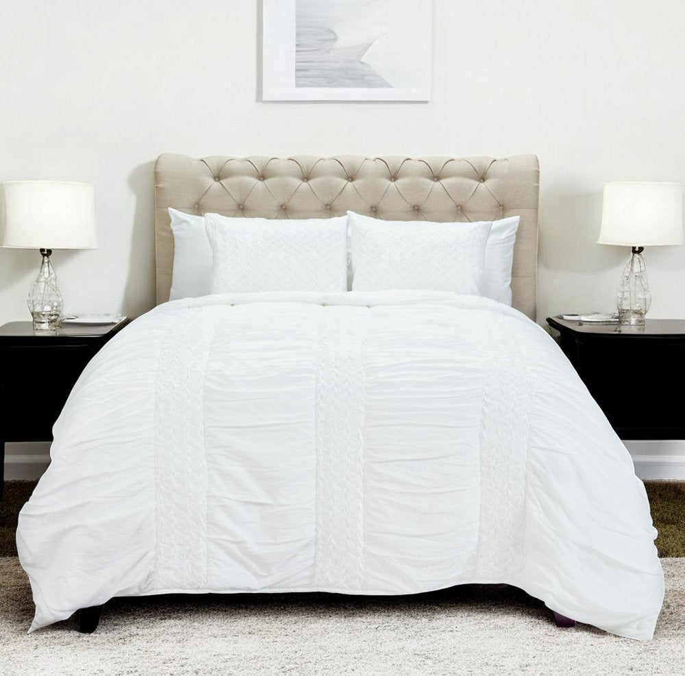 White Geometric King Quilt