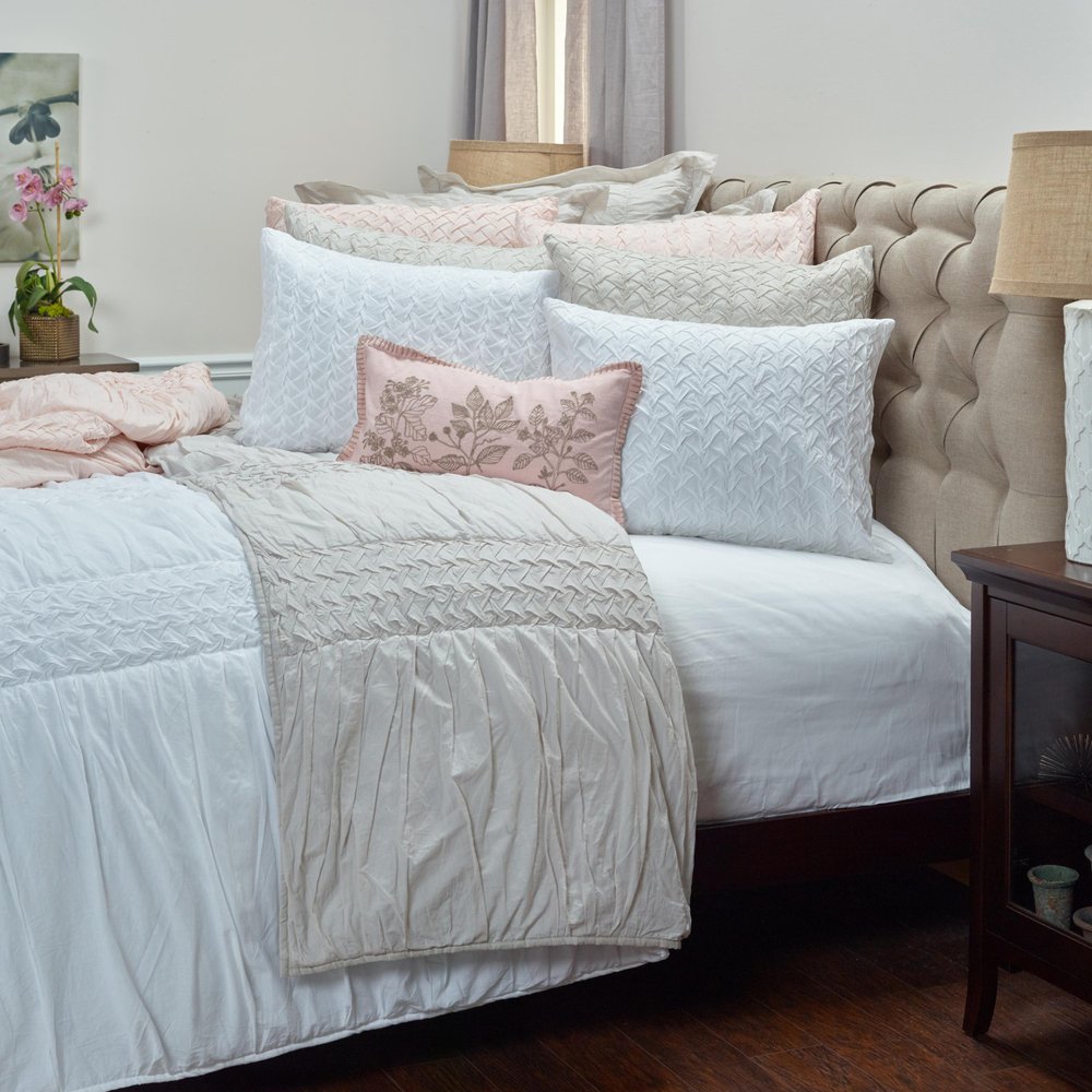 White Geometric King Quilt