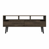 54" Dark Brown Walnut Enclosed and Open Storage TV Stand
