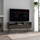 54" Dark Brown Walnut Enclosed and Open Storage TV Stand
