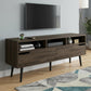 54" Dark Brown Walnut Enclosed and Open Storage TV Stand