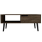 40" Brown And Black Coffee Table With Drawer And Shelf
