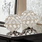 Set of Two Silver And Clear Faux Crystal And Metal Orb Decorative Tabletop Sculptures