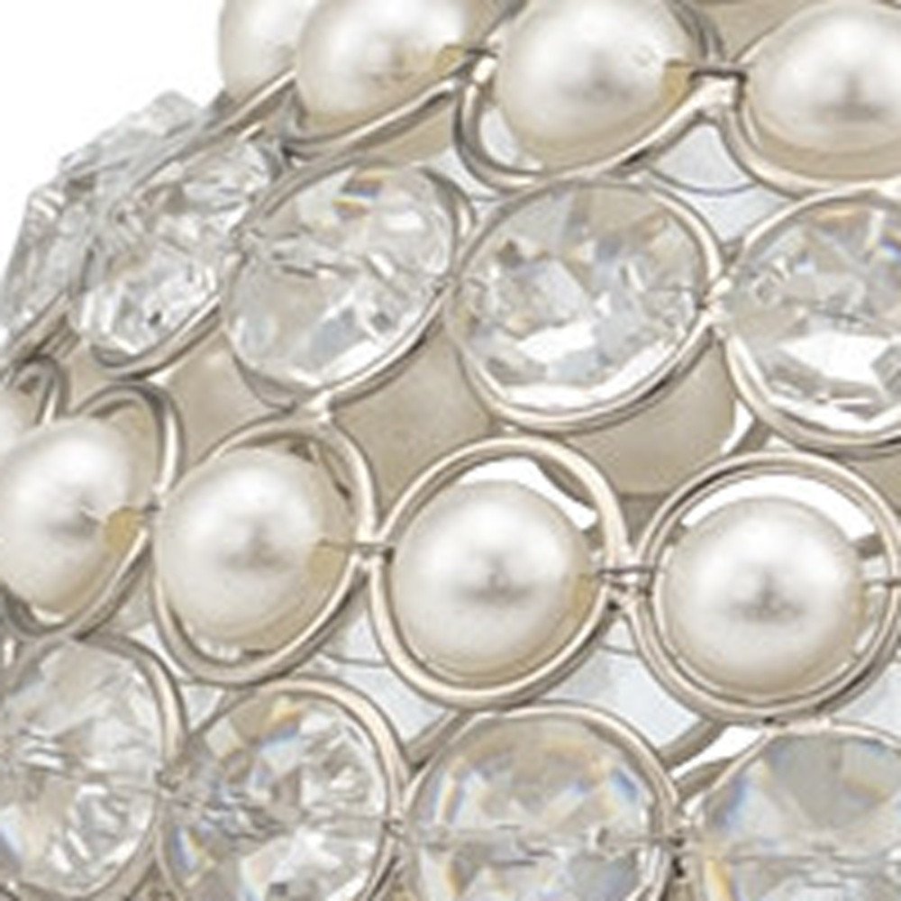 Set of Two Silver And Clear Faux Crystal And Metal Orb Decorative Tabletop Sculptures