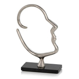 12" Black and Silver Marble and Aluminum Tabletop Sculpture
