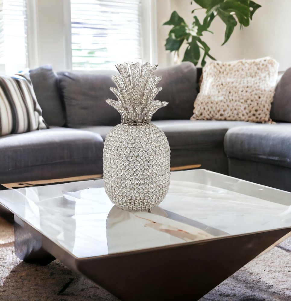 13" Silver Metal Decorative Pineapple