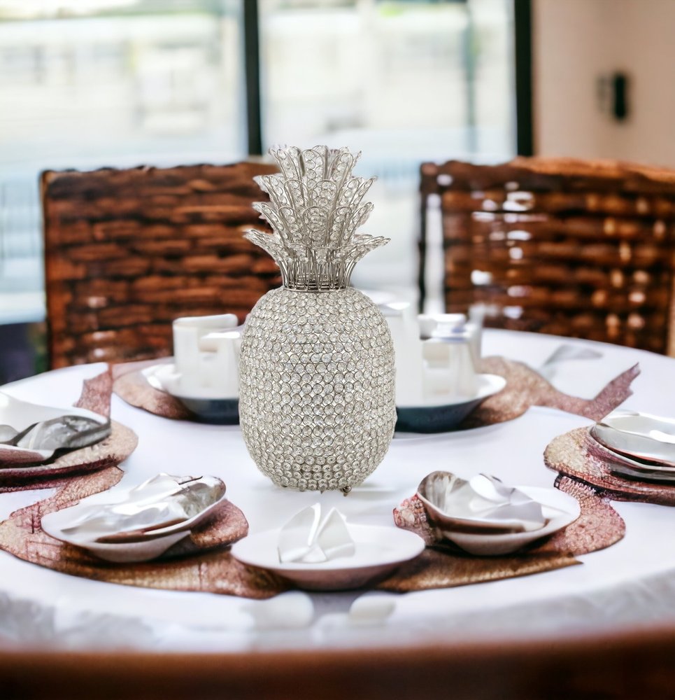 13" Silver Metal Decorative Pineapple
