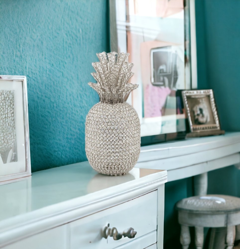 13" Silver Metal Decorative Pineapple