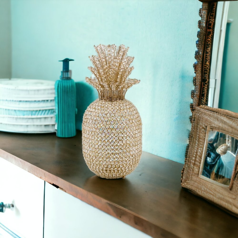 13" Silver Metal Decorative Pineapple