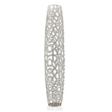 47" Silver Oval Crystal Glass Floor Vase With Faux Crystals