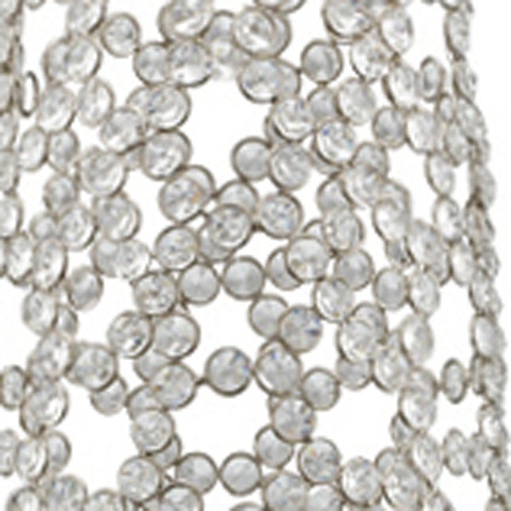 47" Silver Oval Crystal Glass Floor Vase With Faux Crystals