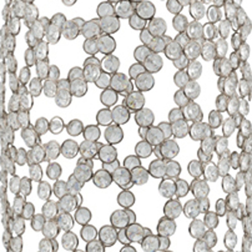 47" Silver Oval Crystal Glass Floor Vase With Faux Crystals